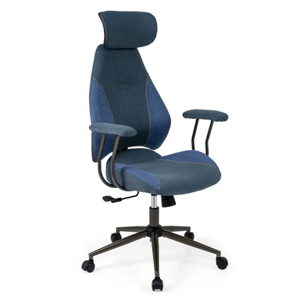 Ergonomic Office Chair Computer Desk Chair with 2D Headrest and Rocking Backrest-Navy - Navy - Ergonomic Chairs