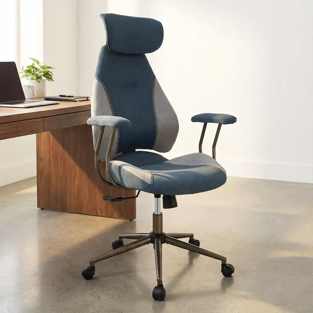 Ergonomic Office Chair Computer Desk Chair with 2D Headrest and Rocking Backrest-Gray - Gray - Ergonomic Chairs