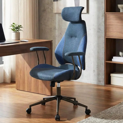 Ergonomic Office Chair Computer Desk Chair with 2D Headrest and Rocking Backrest-Navy - Navy - Ergonomic Chairs