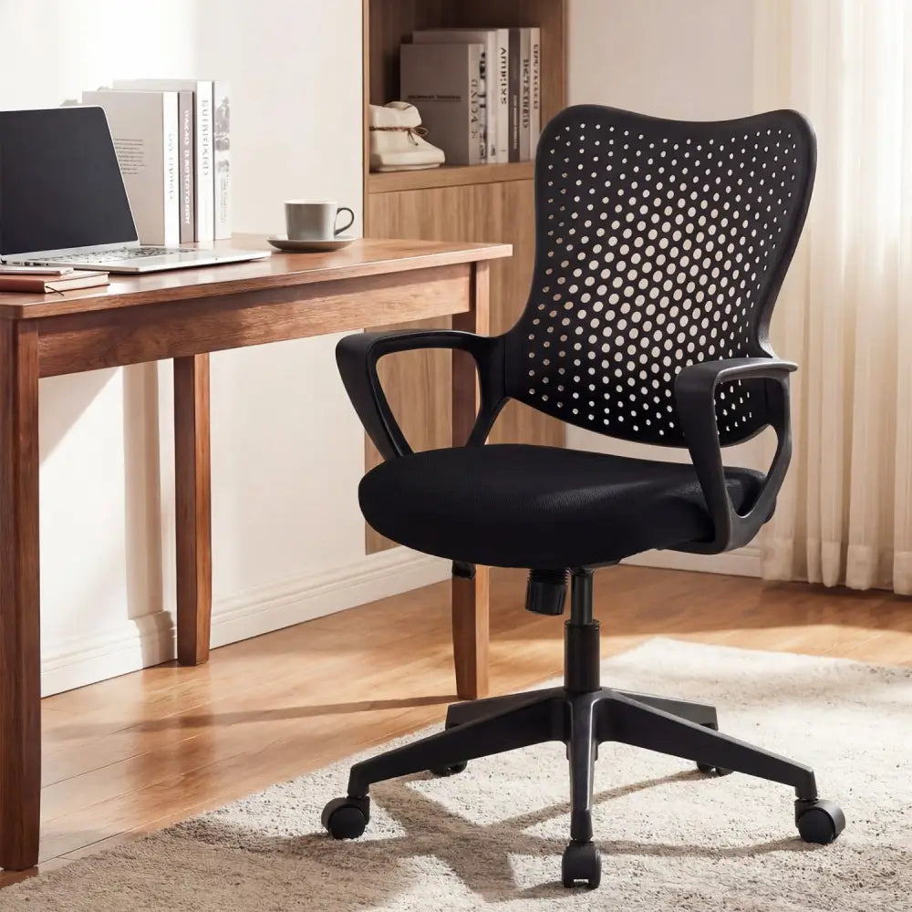 Ergonomic Office Chair Height Adjustable Computer Desk Chair with Breathable Butterfly Back-Black - Black - Ergonomic