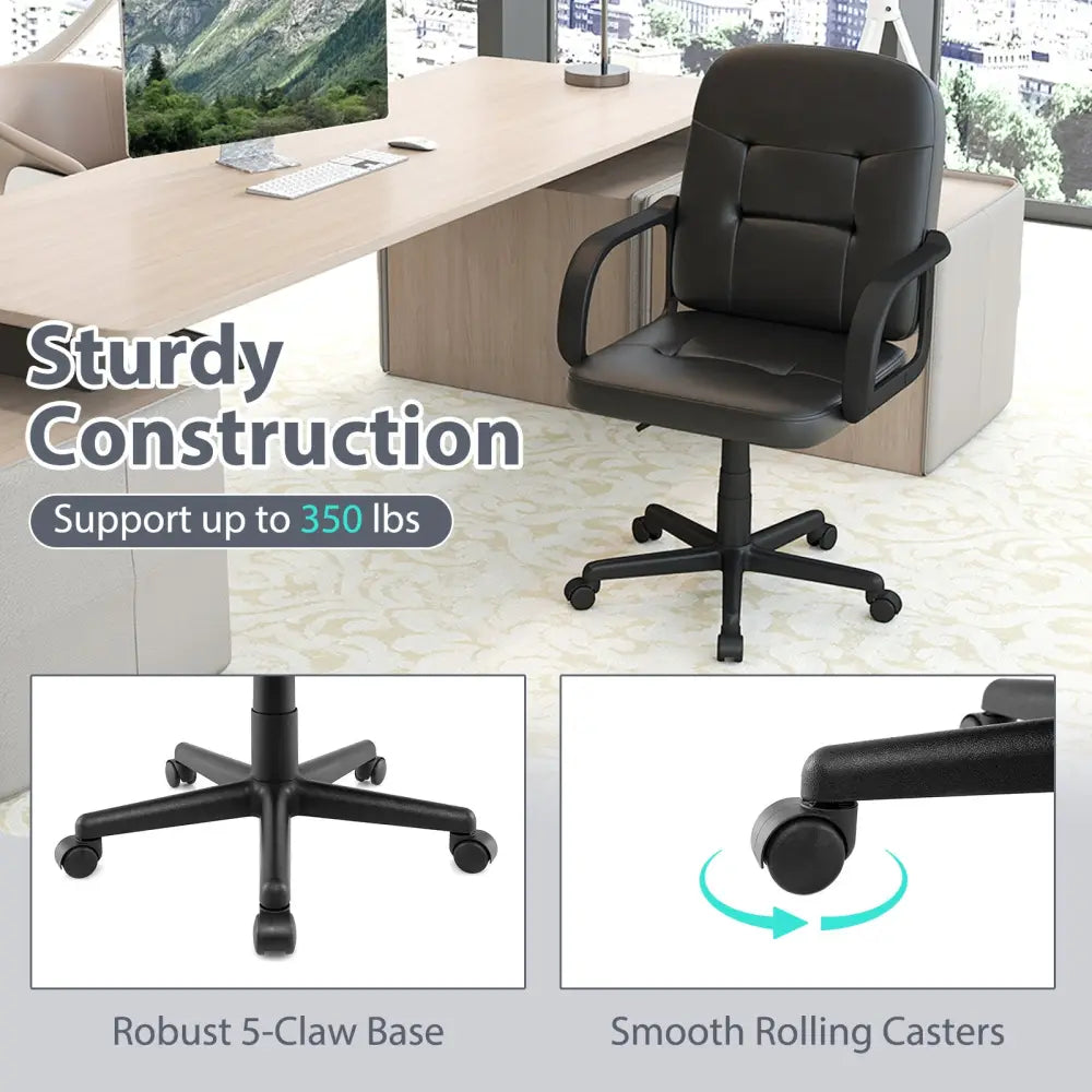 Ergonomic Office Chair with 360-degree Wheels - Black - Executive Chairs