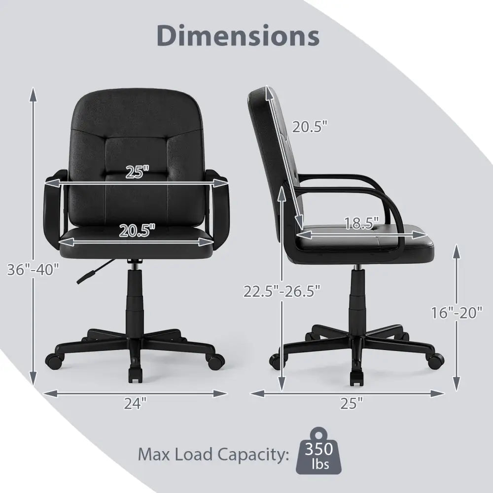 Ergonomic Office Chair with 360-degree Wheels - Black - Executive Chairs