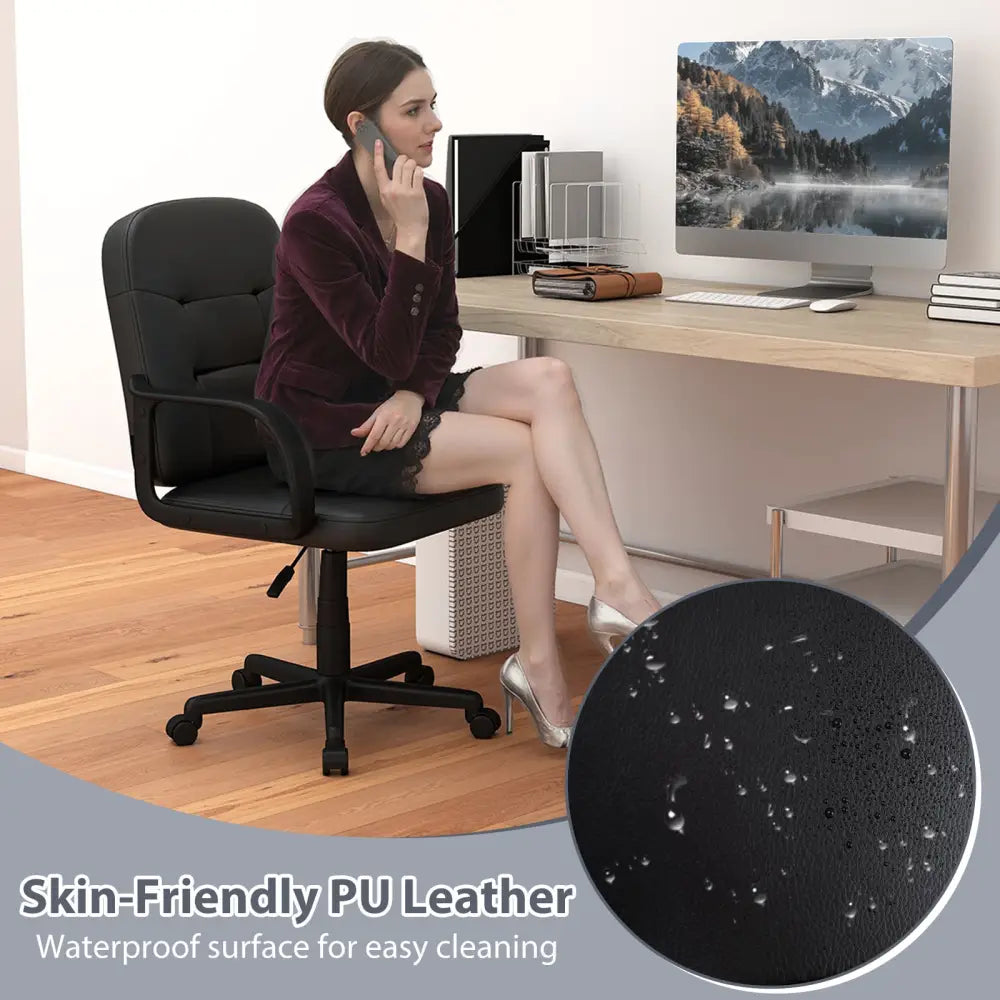 Ergonomic Office Chair with 360-degree Wheels - Black - Executive Chairs