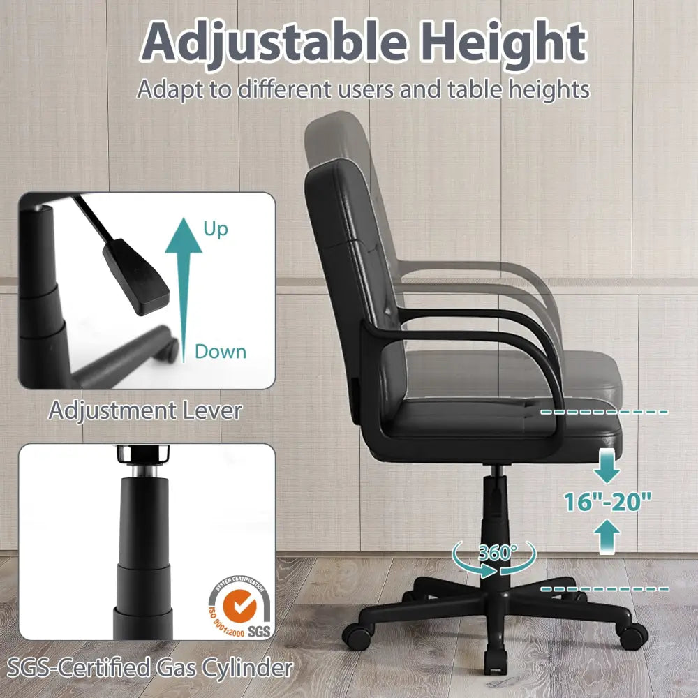 Ergonomic Office Chair with 360-degree Wheels - Black - Executive Chairs