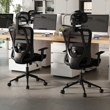 Ergonomic Office Chair with 3D Headrest and Reclining Backrest-Black - Black - Ergonomic Chairs