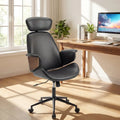 Ergonomic Office Chair with Headrest Adjustable Height for Home Office and Study-Black - Black - Office Chairs