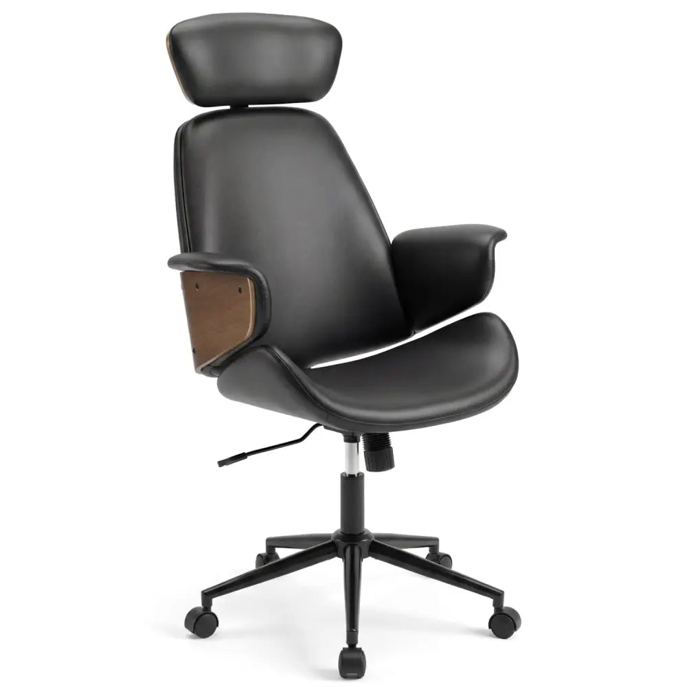 Ergonomic Office Chair with Headrest Adjustable Height for Home Office and Study-Black - Black - Office Chairs