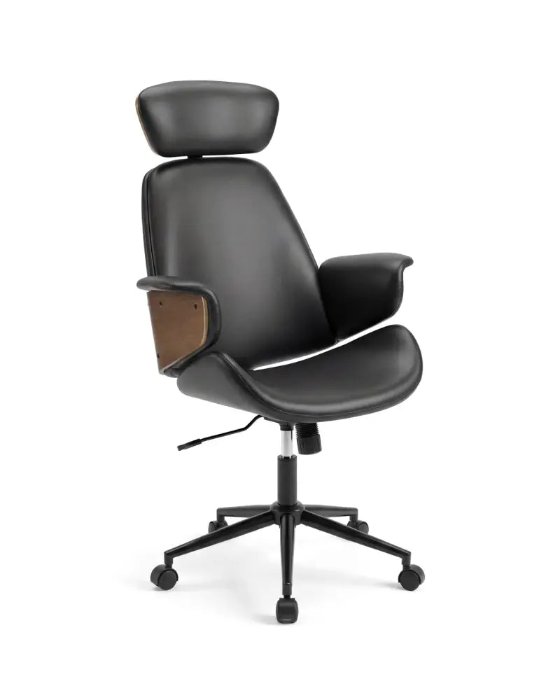 Ergonomic Office Chair with Headrest Adjustable Height for Home Office and Study-Black - Black - Office Chairs