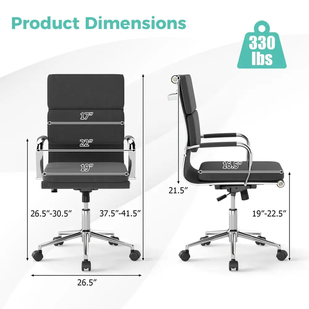 Ergonomic Office Desk Chair with Rocking Backrest and Height-adjustable Padded Seat-Gray - Gray - Leisure Chairs