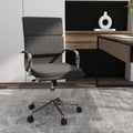 Ergonomic Office Desk Chair with Rocking Backrest and Height-adjustable Padded Seat-Gray - Gray - Leisure Chairs