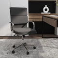 Ergonomic Office Desk Chair with Rocking Backrest and Height-adjustable Padded Seat-Gray - Gray - Leisure Chairs