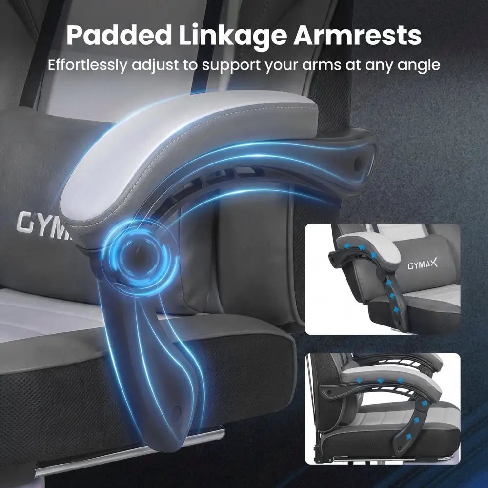 Ergonomic Video Game Chair with Headrest and Reclining Backrest-Grey - Gray - Gaming Chairs