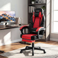 Ergonomic Video Game Chair with Headrest and Reclining Backrest-Red - Red - Gaming Chairs