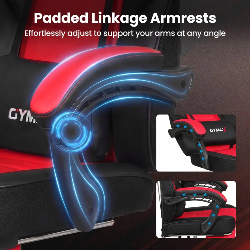 Ergonomic Video Game Chair with Headrest and Reclining Backrest-Red - Red - Gaming Chairs