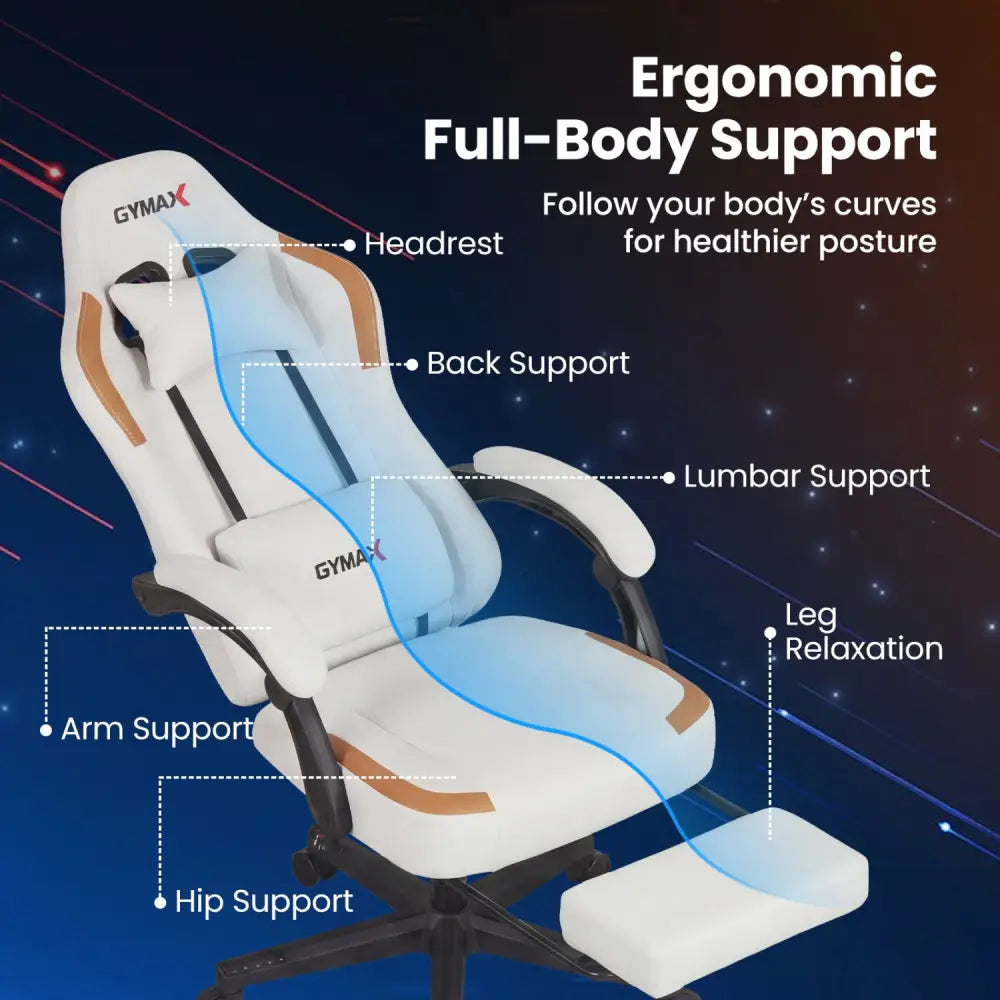 Ergonomic Video Game Chair with Headrest for Home Office-Beige - Beige - Gaming Chairs