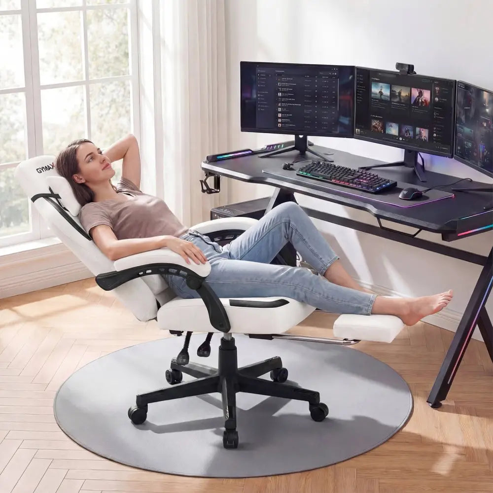 Ergonomic Video Game Chair with Headrest for Home Office-Gray - Gray - Gaming Chairs