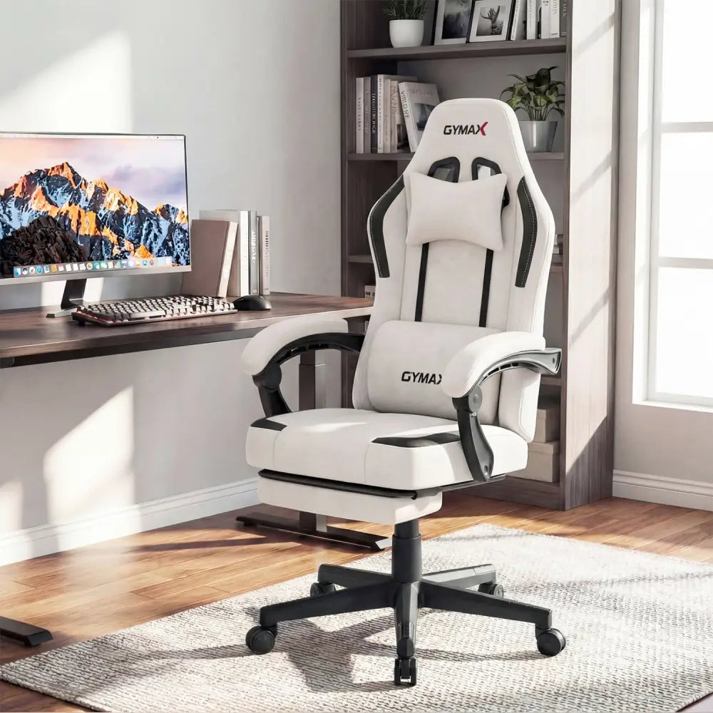 Ergonomic Video Game Chair with Headrest for Home Office-Gray - Gray - Gaming Chairs