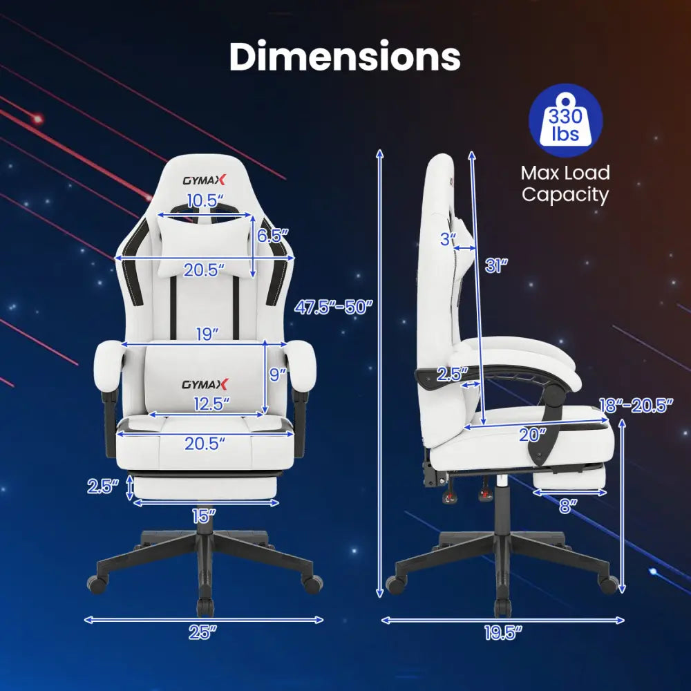 Ergonomic Video Game Chair with Headrest for Home Office-Gray - Gray - Gaming Chairs