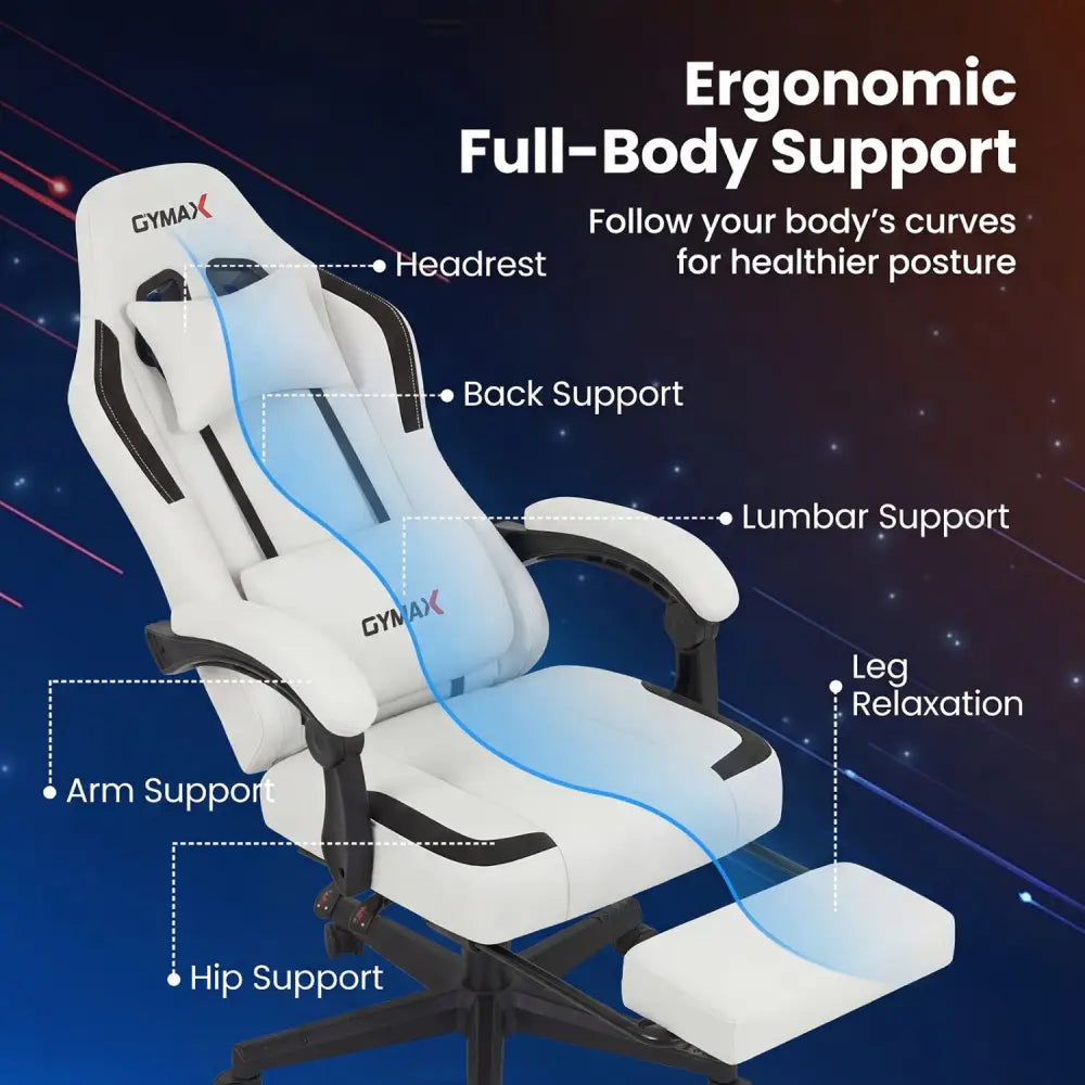 Ergonomic Video Game Chair with Headrest for Home Office-Gray - Gray - Gaming Chairs