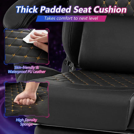 Ergonomic Video Game Computer Chair with Headrest and Lumbar Pillow-Black - Black - Ergonomic Chairs
