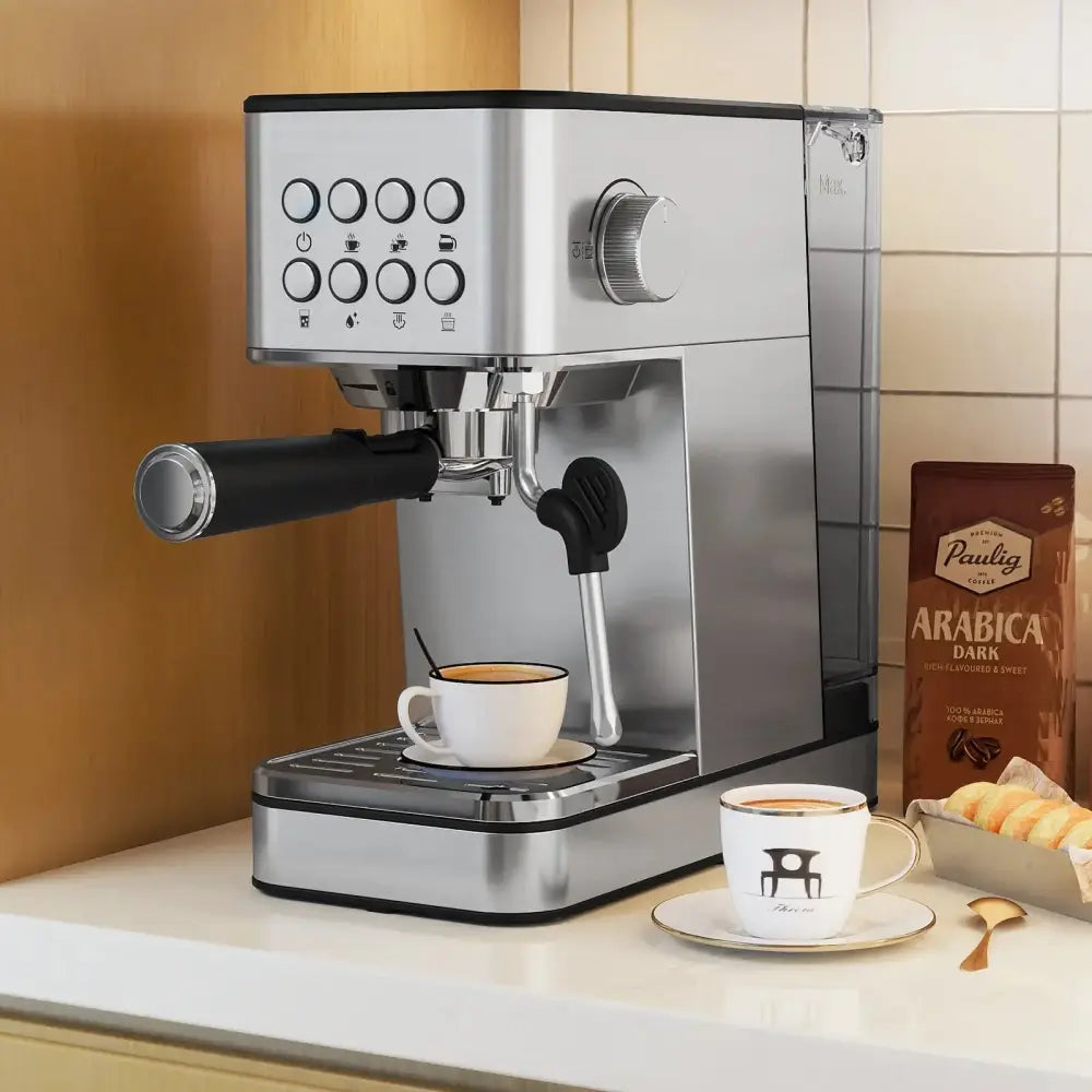 Espresso Machine 20 Bar Compact Stainless Steel Coffee Maker with Milk Frother-Silver Costway