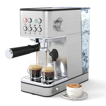Espresso Machine 20 Bar Compact Stainless Steel Coffee Maker with Milk Frother-Silver Costway