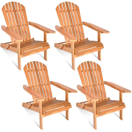 Eucalyptus Chair Foldable Outdoor Wood Lounger Chair - Natural - Adirondack Chairs