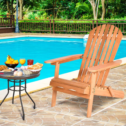 Eucalyptus Chair Foldable Outdoor Wood Lounger Chair - Natural - Adirondack Chairs