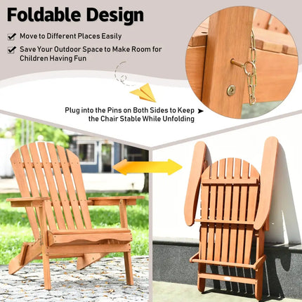 Eucalyptus Chair Foldable Outdoor Wood Lounger Chair - Natural - Adirondack Chairs