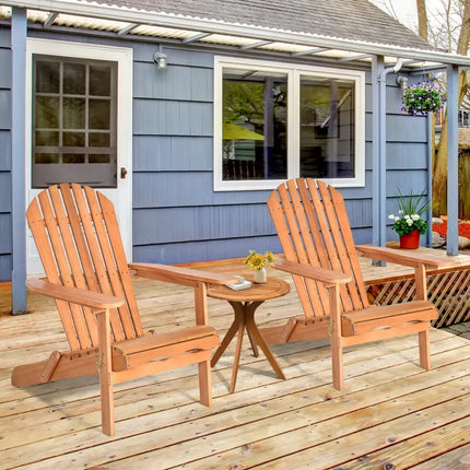 Eucalyptus Chair Foldable Outdoor Wood Lounger Chair - Natural - Adirondack Chairs