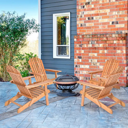 Eucalyptus Chair Foldable Outdoor Wood Lounger Chair - Natural - Adirondack Chairs