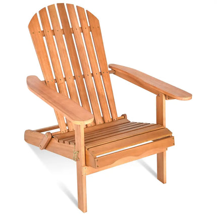 Eucalyptus Chair Foldable Outdoor Wood Lounger Chair - Natural - Adirondack Chairs