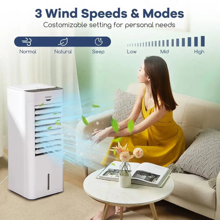 Evaporative Air Cooler and Heater with 3 Modes 3 Speeds and 2 Ice Boxes-White Costway