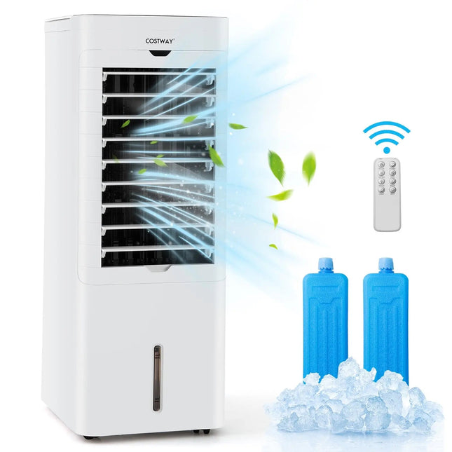 Evaporative Air Cooler and Heater with 3 Modes 3 Speeds and 2 Ice Boxes-White Costway
