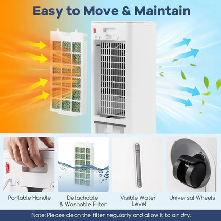 Evaporative Air Cooler and Heater with 3 Modes 3 Speeds and 2 Ice Boxes-White Costway