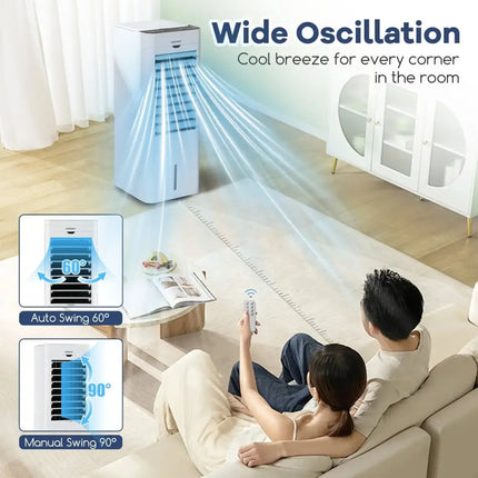 Evaporative Air Cooler and Heater with 3 Modes 3 Speeds and 2 Ice Boxes-White Costway