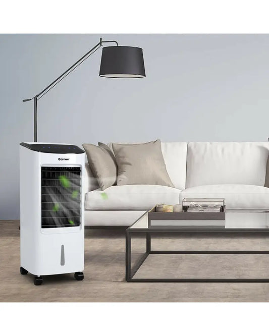 Evaporative Portable Air Cooler Fan Humidifier with Remote Control for Home and Office - Black & White - Air Coolers