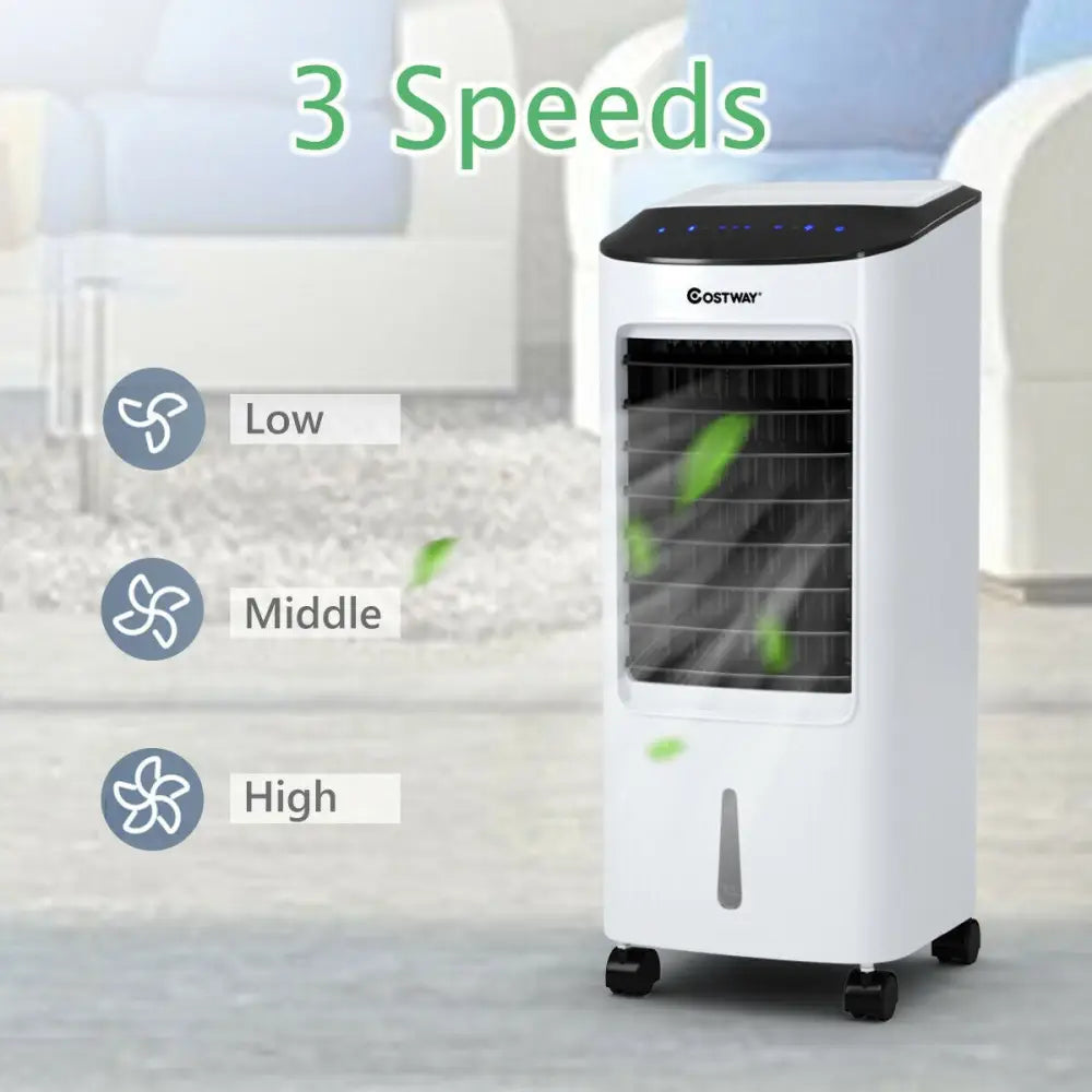 Evaporative Portable Air Cooler Fan Humidifier with Remote Control for Home and Office - Black & White - Air Coolers