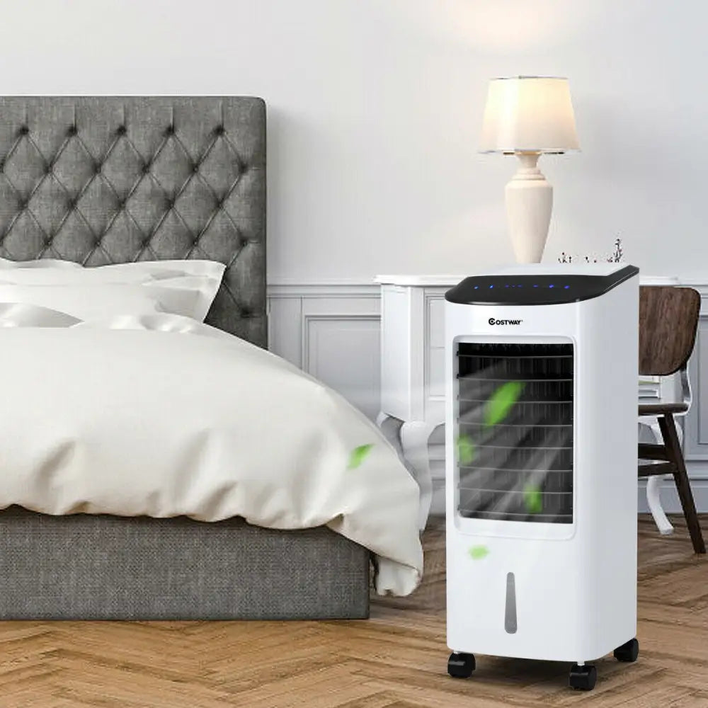Evaporative Portable Air Cooler Fan Humidifier with Remote Control for Home and Office - Black & White - Air Coolers
