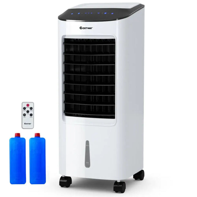 Evaporative Portable Air Cooler Fan Humidifier with Remote Control for Home and Office - Black & White - Air Coolers