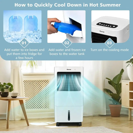 Evaporative Portable Air Cooler Fan with Remote Control-White Costway
