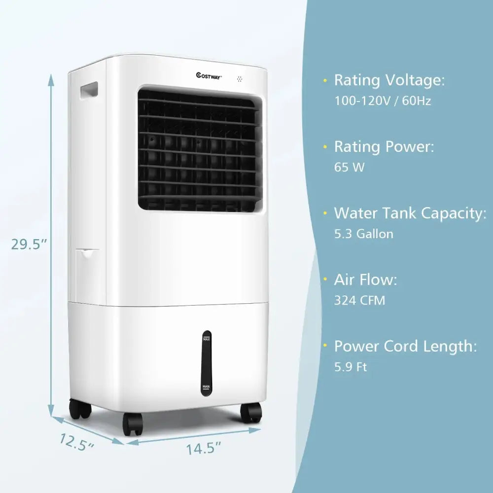 Evaporative Portable Air Cooler Fan with Remote Control-White Costway