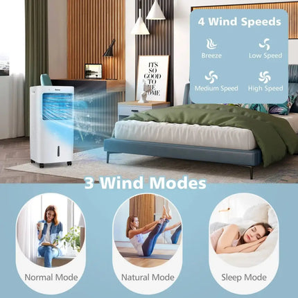 Evaporative Portable Air Cooler Fan with Remote Control-White Costway