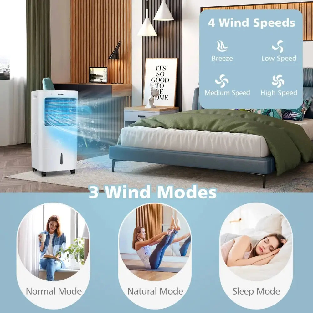 Evaporative Portable Air Cooler Fan with Remote Control-White Costway