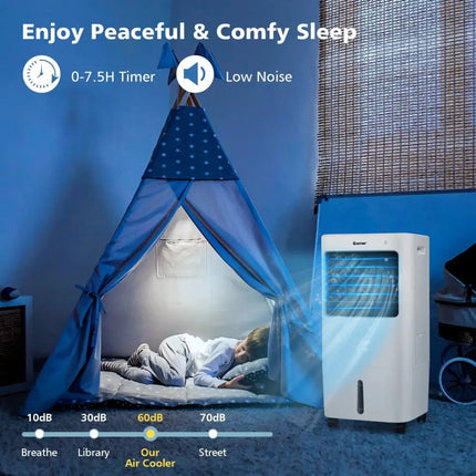 Evaporative Portable Air Cooler Fan with Remote Control-White Costway