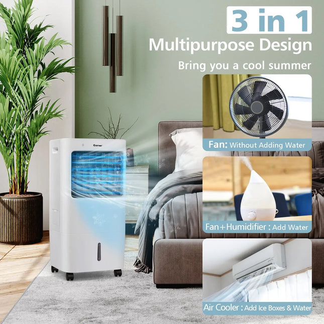 Evaporative Portable Air Cooler Fan with Remote Control-White Costway