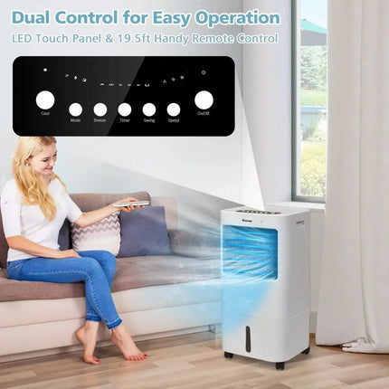 Evaporative Portable Air Cooler Fan with Remote Control-White Costway