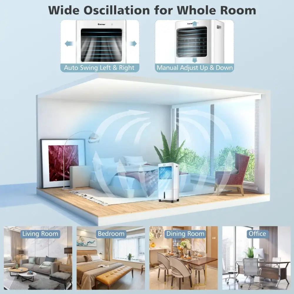 Evaporative Portable Air Cooler Fan with Remote Control-White Costway