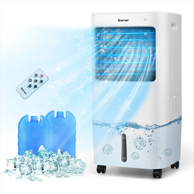 Evaporative Portable Air Cooler Fan with Remote Control-White Costway