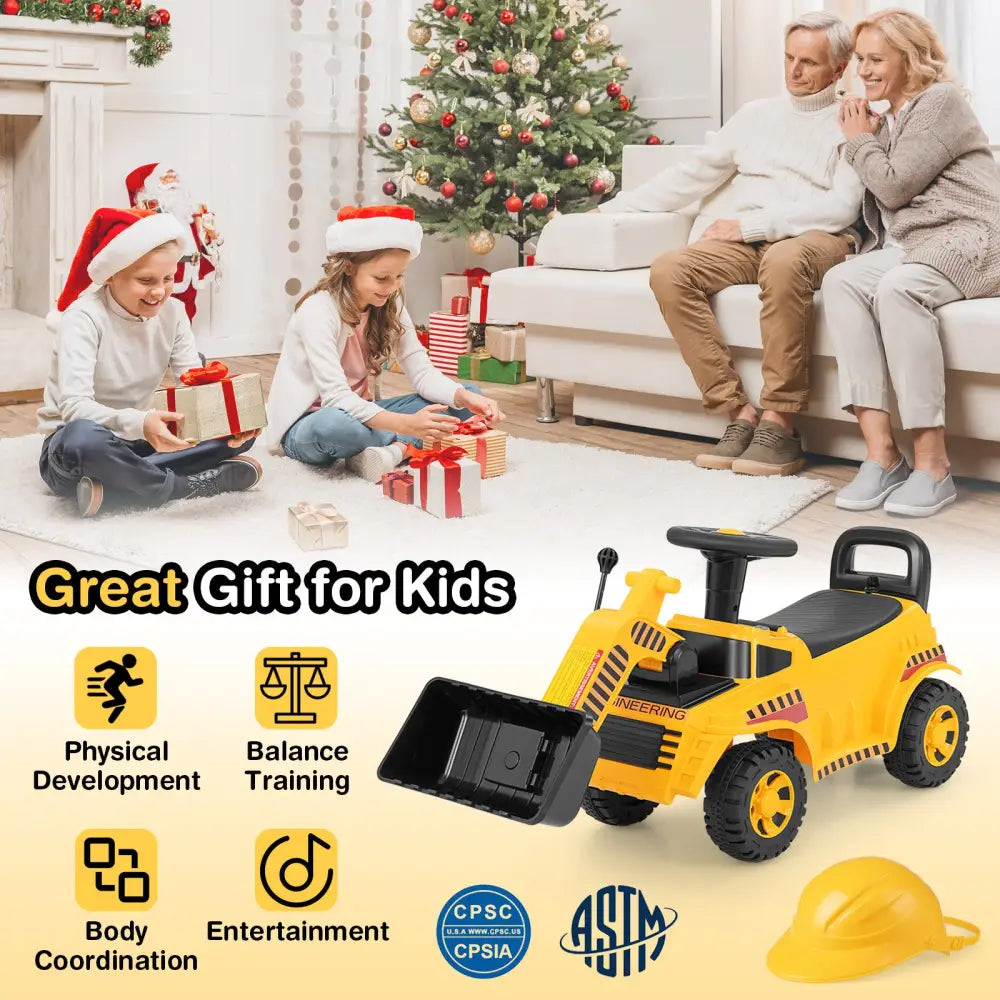 Excavator Digger Toy with Adjustable Bucket-Yellow - Yellow - Push & Pedal Ride On Toys